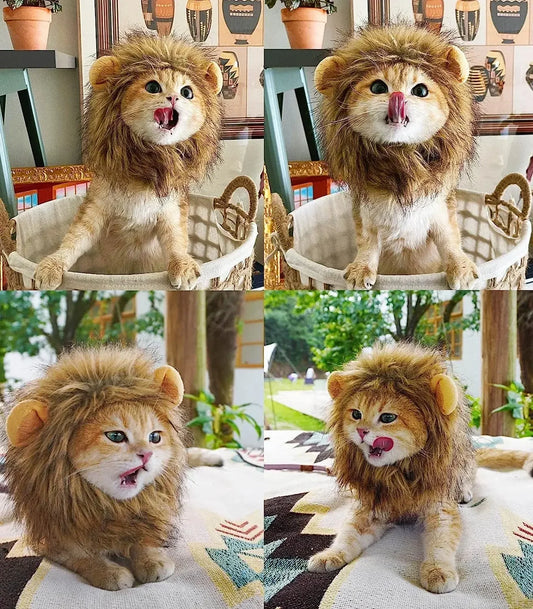 Funny Pet Hat Lion Mane for Cats