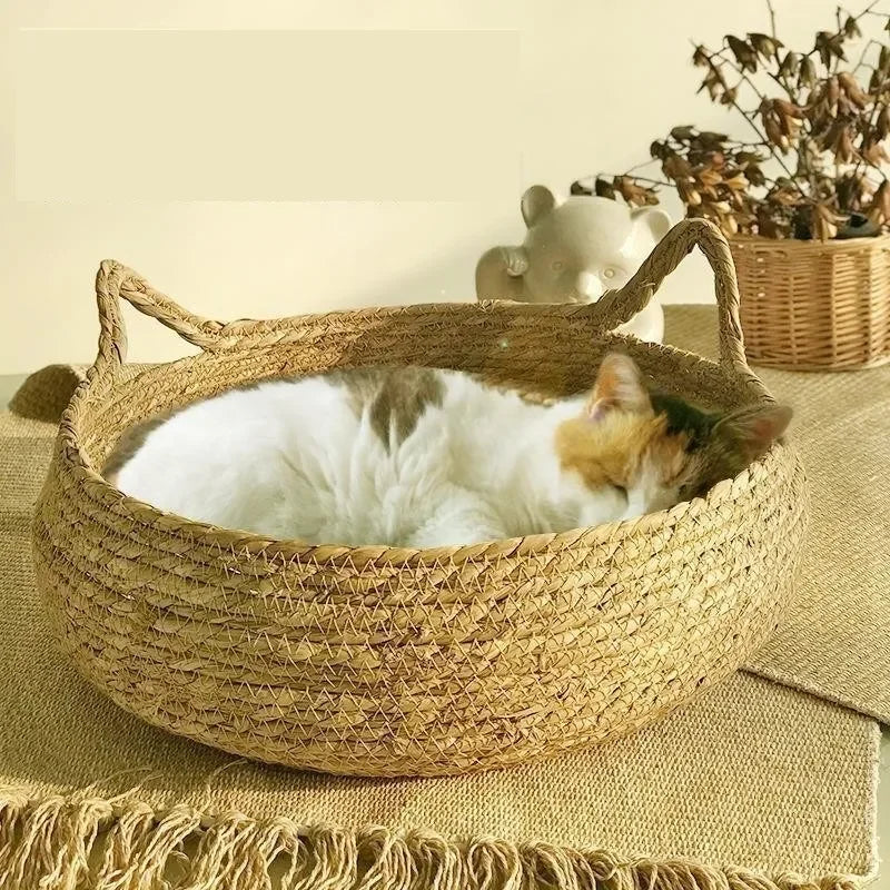 Boho Cat Basket Bed