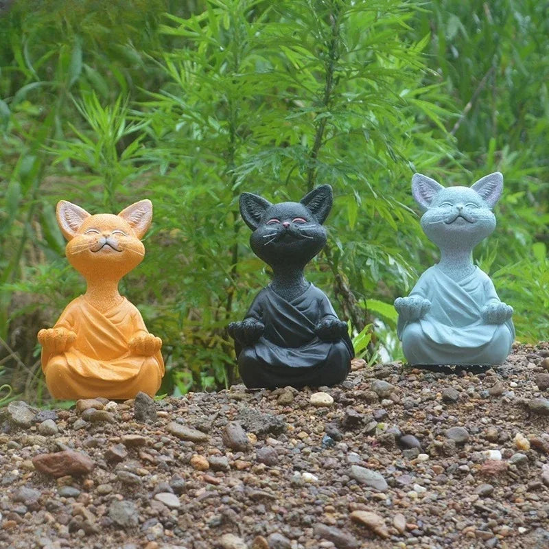 Whimsical Buddha Cat Figurine