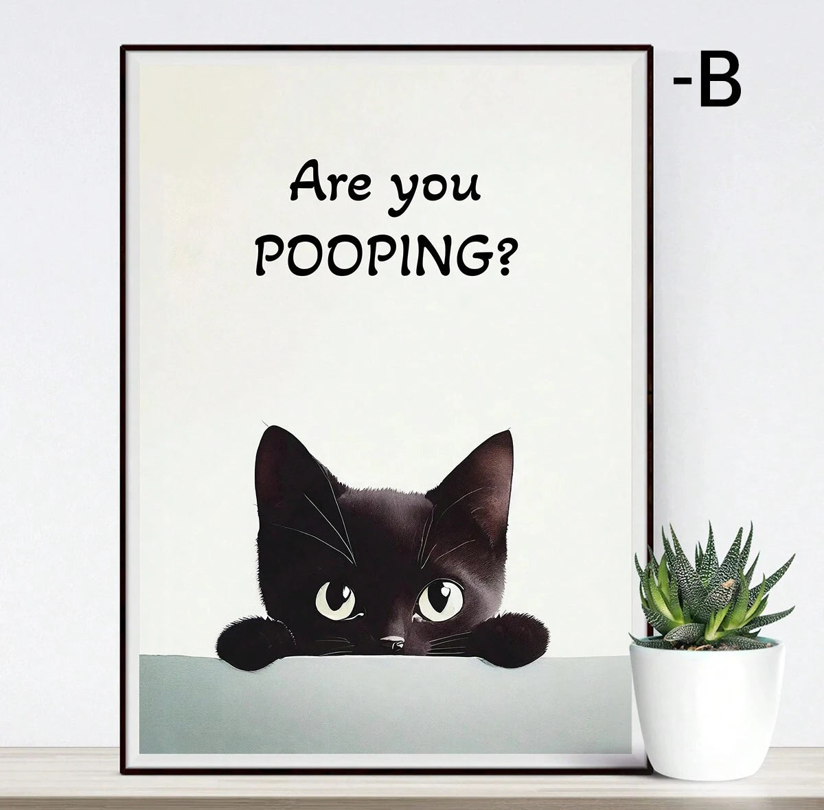 Cartoon Art Black Cat Room Decor