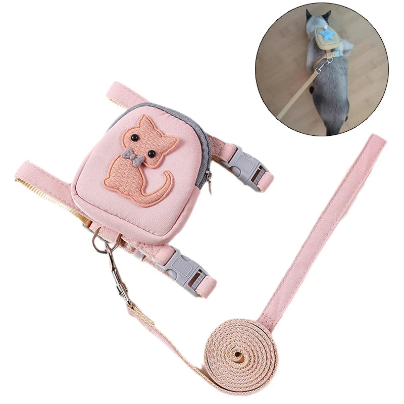 Cat Harness and Leash Set for Cats with Backpack