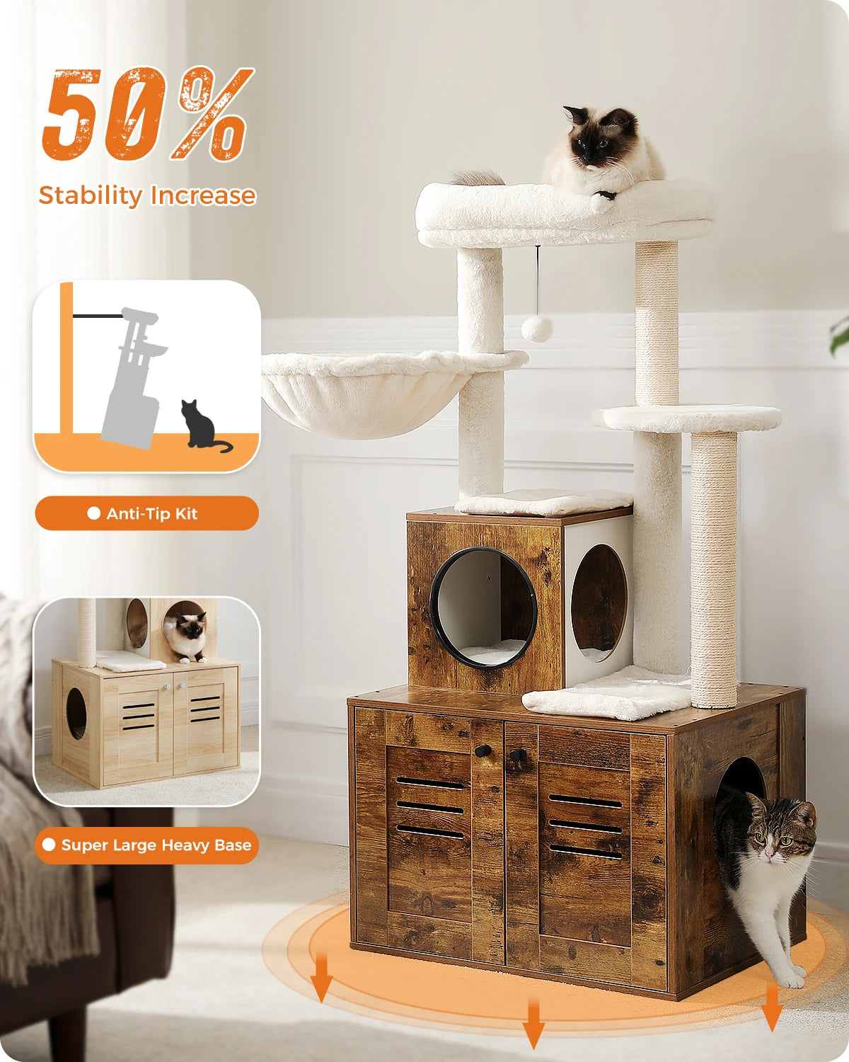 Modern Cat Tree Condo & Litter Box