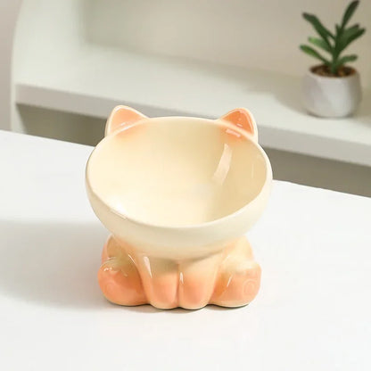 New Cute Ceramic Gradient  Cat Bowl Food Anti-tipping