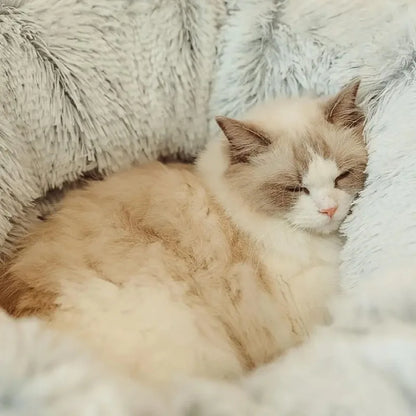 2-in-1 Fluffy Tunnel Donut Bed