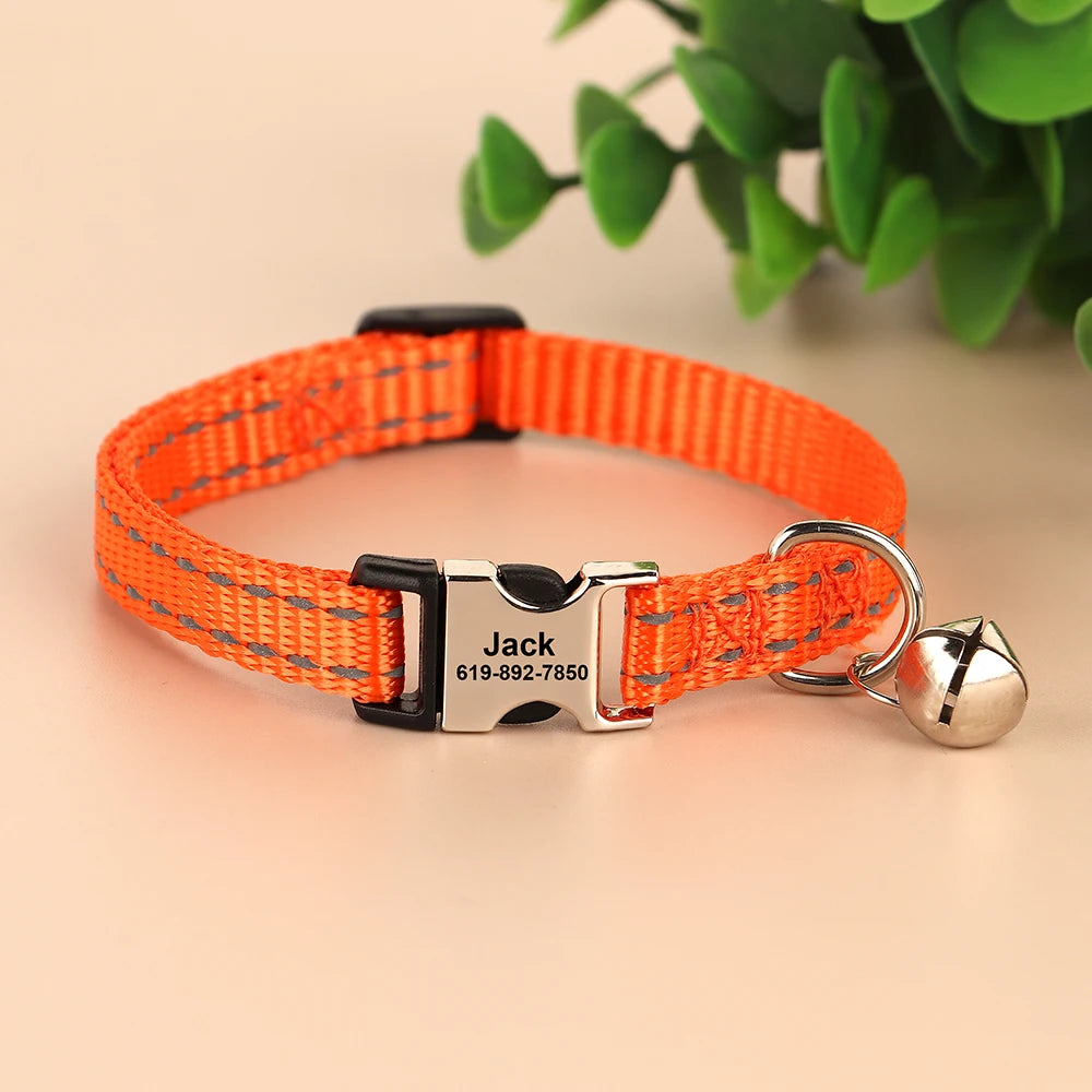 Personalized Cat Collar Reflective Nylon