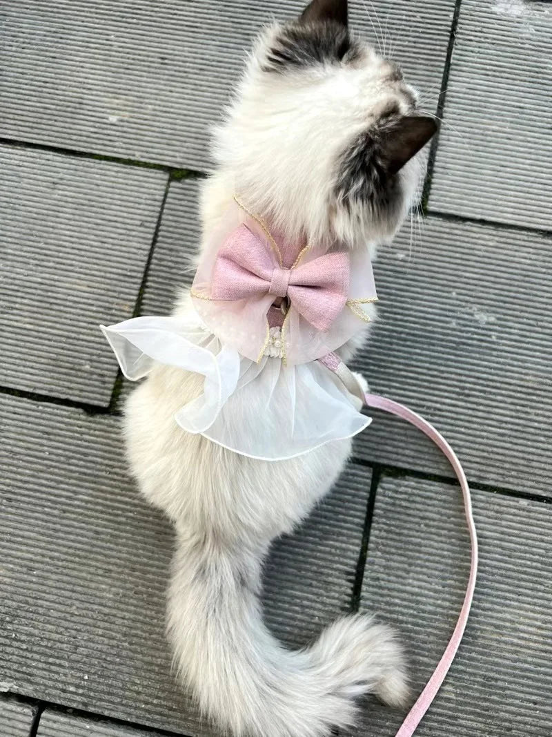 Cute Bowknot Cat Harness Leash