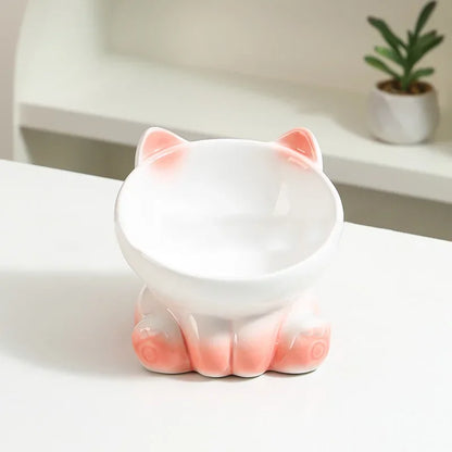 New Cute Ceramic Gradient  Cat Bowl Food Anti-tipping