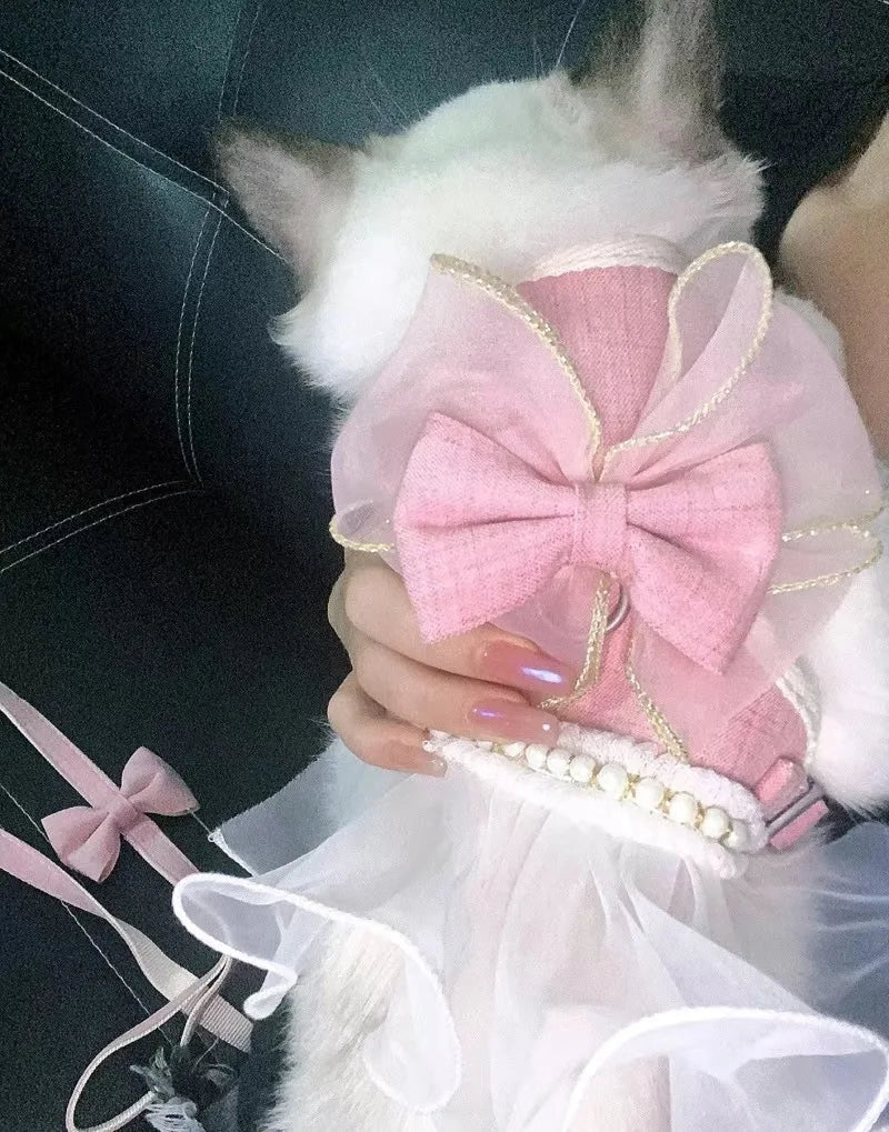 Cute Bowknot Cat Harness Leash