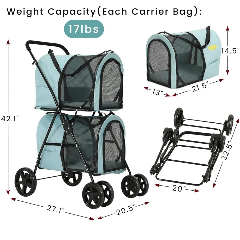 4-in-1 Double Pet Stroller