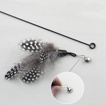Wooden handle spring teasing cat stick