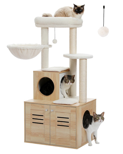 Modern Cat Tree Condo & Litter Box