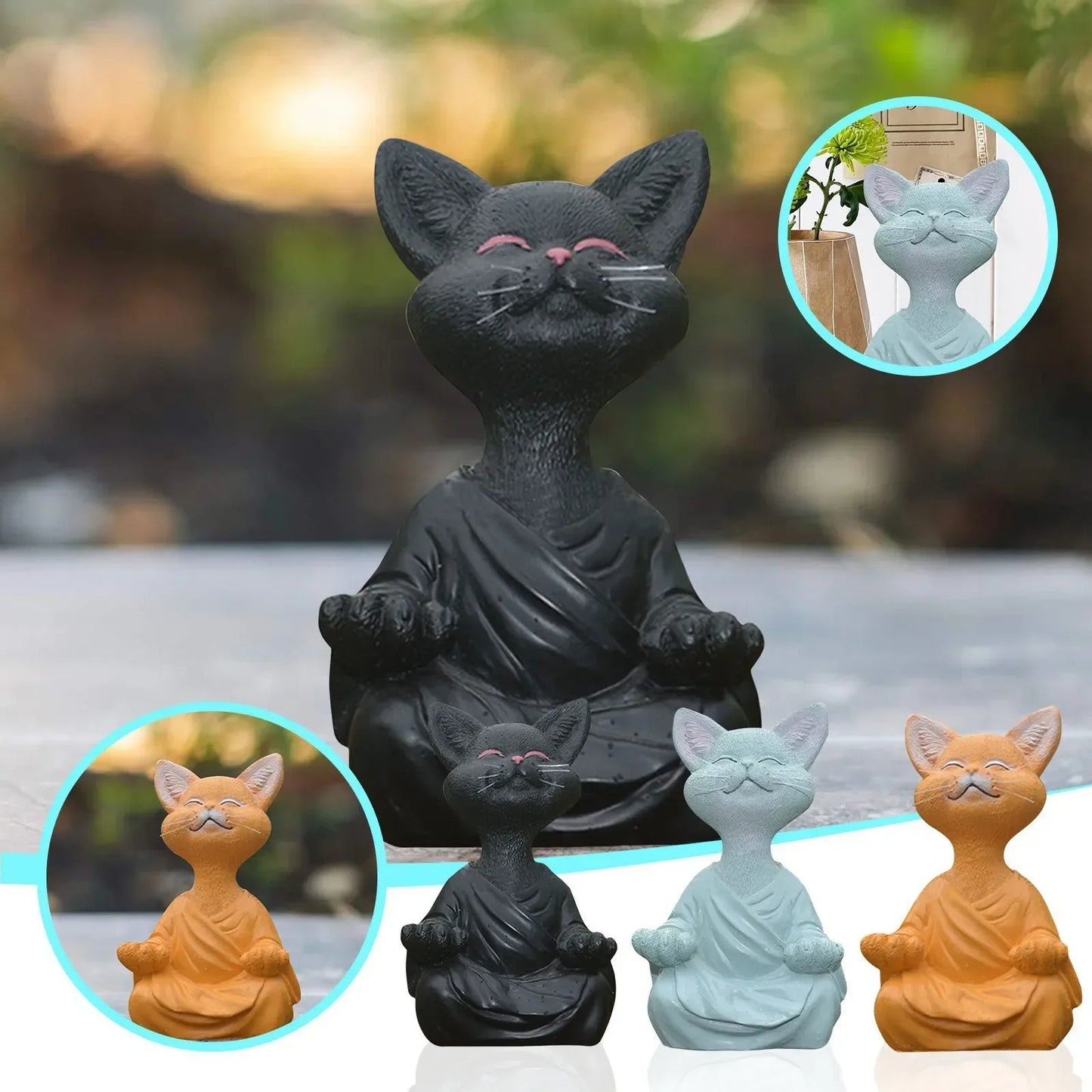 Whimsical Buddha Cat Figurine