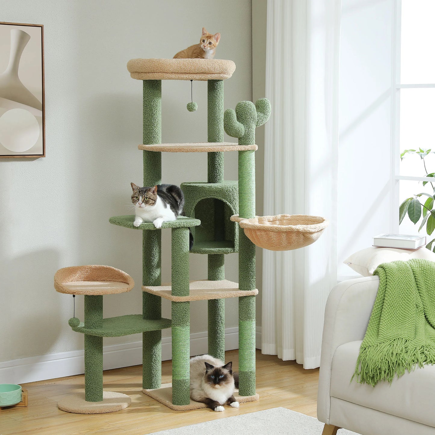 CactusMulti-Level Cat Tower for Indoor Cats