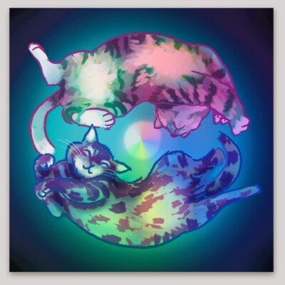 Spiraling Cats Holographic Sticker