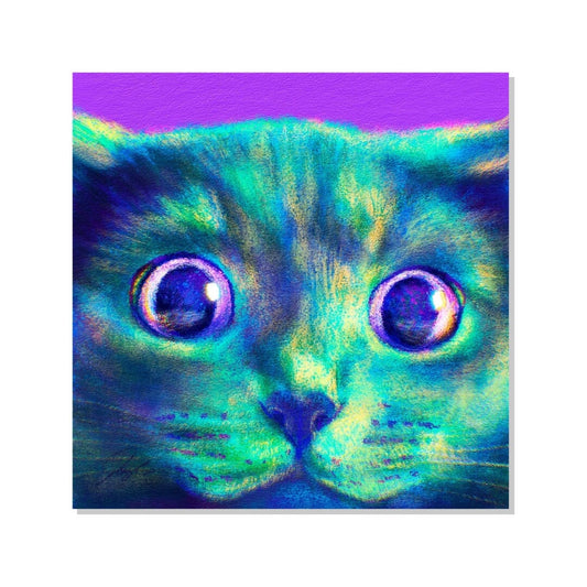Close Encounters Collection - "Hunt" Non-Holographic Matte Sticker - Close Up of a Grey Cat Hunting