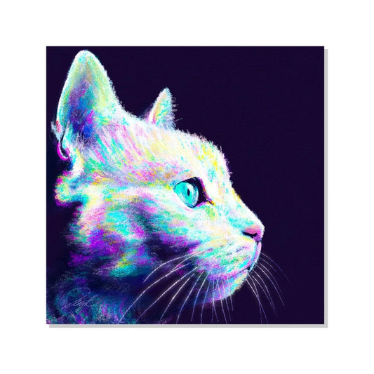Close Encounters Collection - "Glow" Non-Holographic Matte Sticker - Close Up of a Glowing Grey Cat