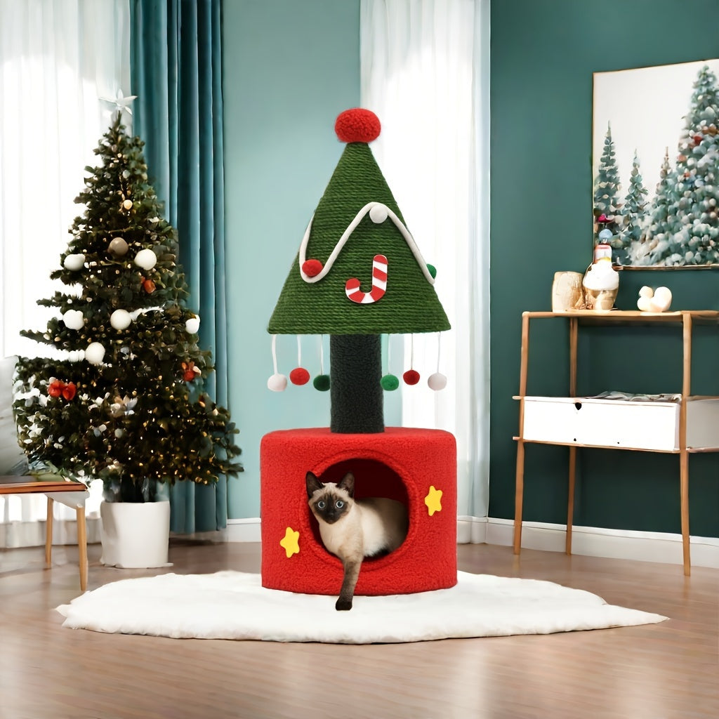 Christmas Cat Tree with Cat Teaser Toy