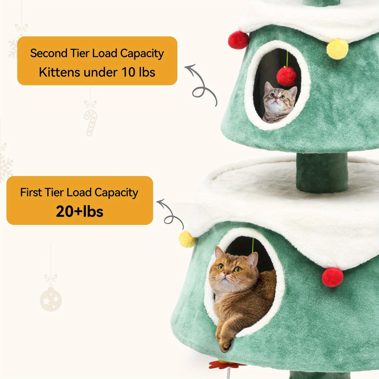 Christmas Cat Tree with Cat Teaser Toy