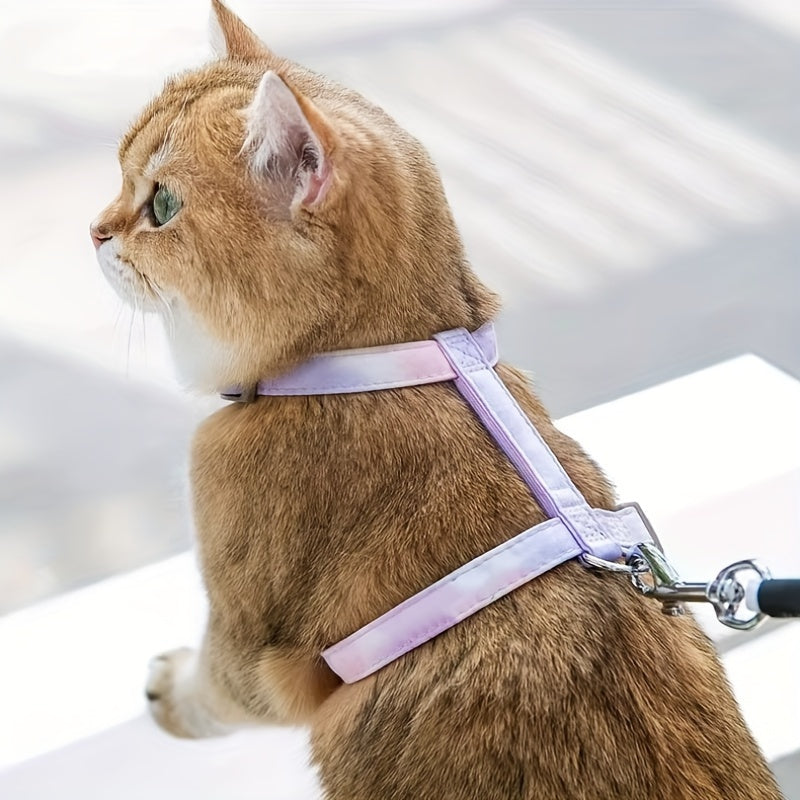 Adjustable Polyester Cat Harness with Anti-Escape Buckle and Leash