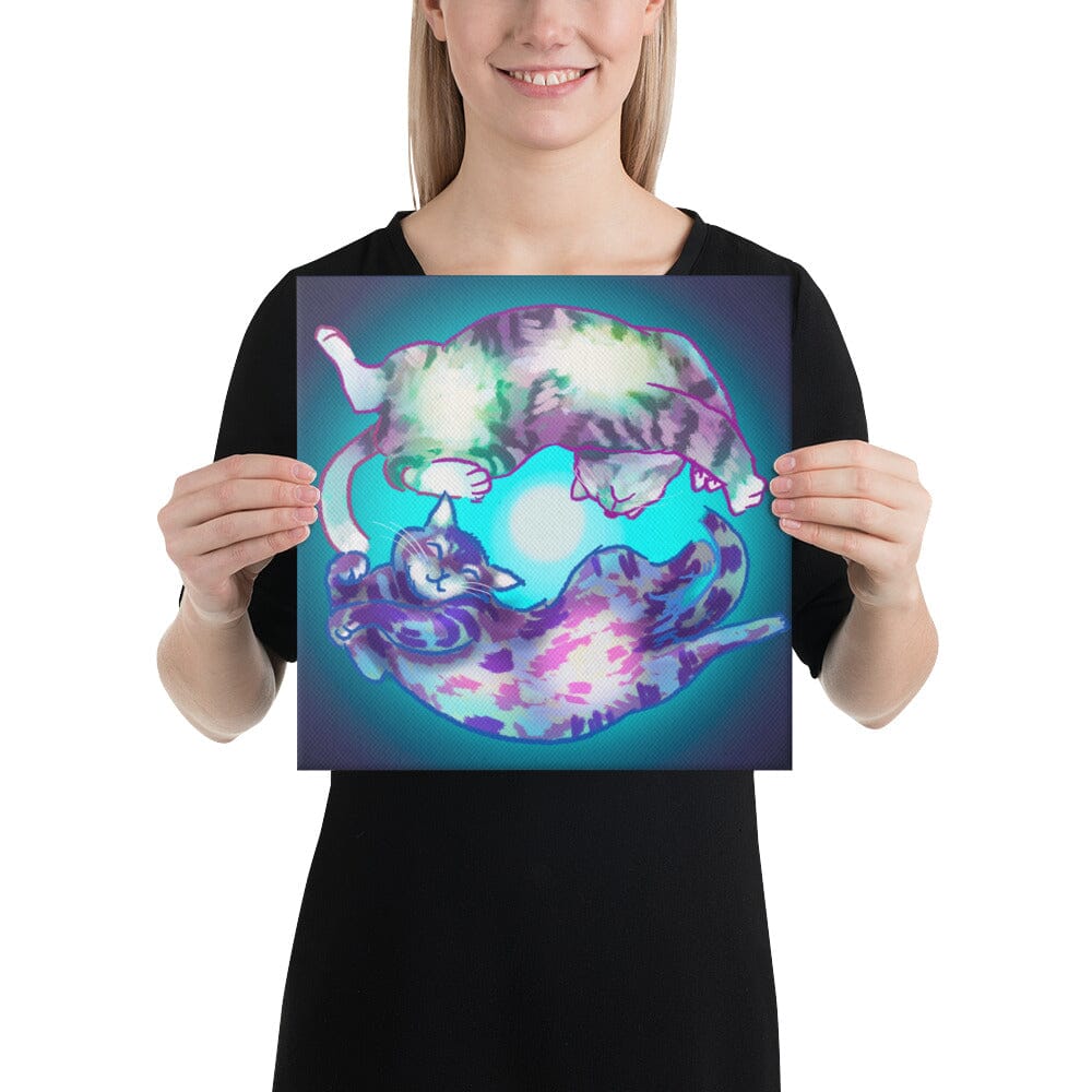 "Spiraling Cats": Painting of Two Cats Spinning Like a Spiral Galaxy [Unfoiled]