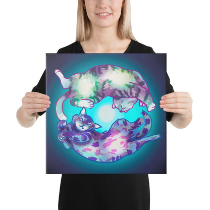 "Spiraling Cats": Painting of Two Cats Spinning Like a Spiral Galaxy [Unfoiled]