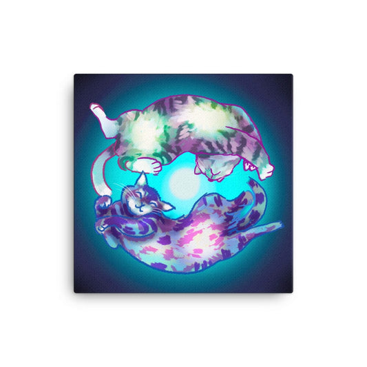 "Spiraling Cats": Painting of Two Cats Spinning Like a Spiral Galaxy [Unfoiled]