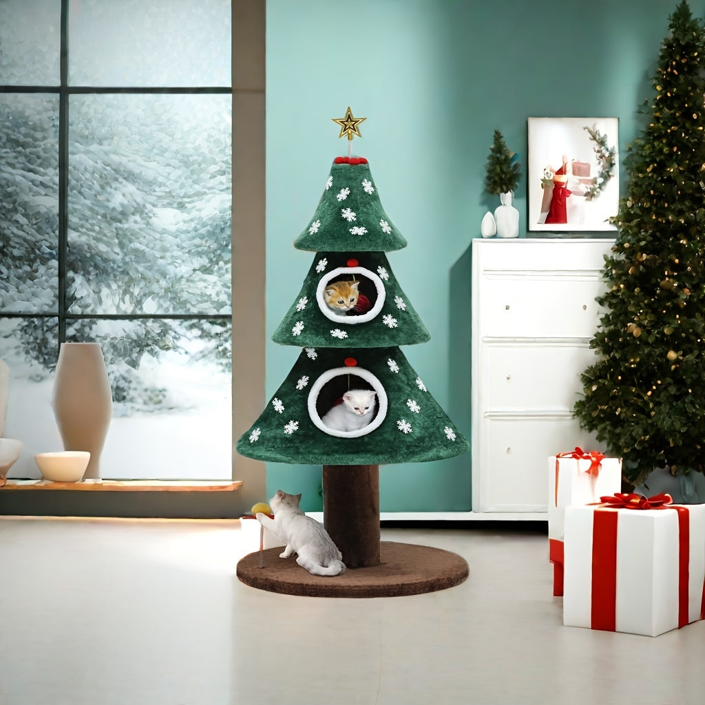 Christmas Cat Tree with Cat Teaser Toy