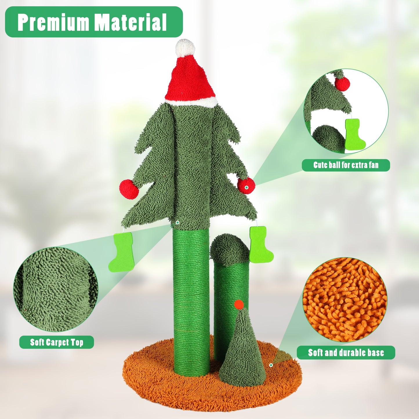 32" Christmas Cat Scratching Post