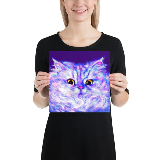 Close Encounters Collection - "Floof" - Close Up Painting of a Fluffy White Cat [Unfoiled]