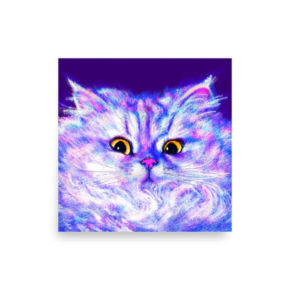 Close Encounters Collection - "Floof" - Close Up Painting of a Fluffy White Cat [Unfoiled]