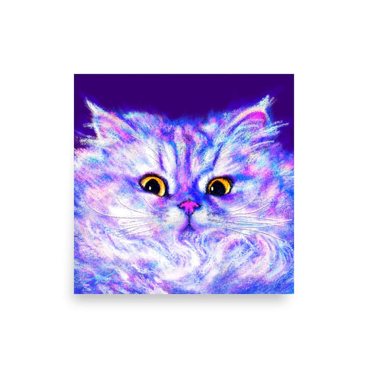 Close Encounters Collection - "Floof" - Close Up Painting of a Fluffy White Cat [Unfoiled]