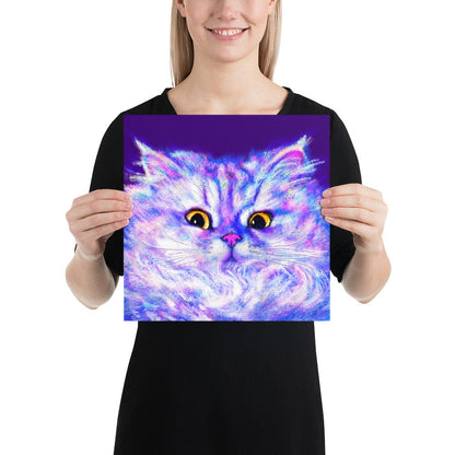 Close Encounters Collection - "Floof" - Close Up Painting of a Fluffy White Cat [Unfoiled]