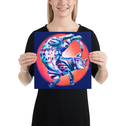 Feline Flows and Poses Collection - "Squiggle" - Painting of a Wiggly Cat [Unfoiled]