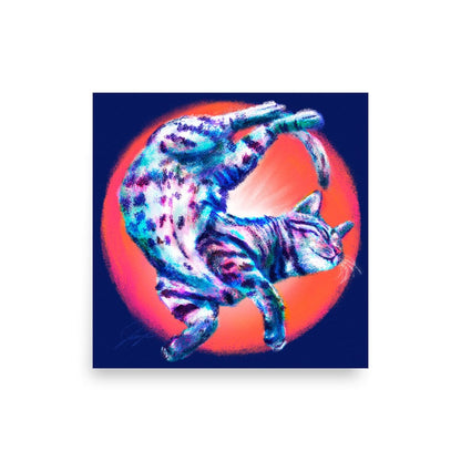 Feline Flows and Poses Collection - "Squiggle" - Painting of a Wiggly Cat [Unfoiled]