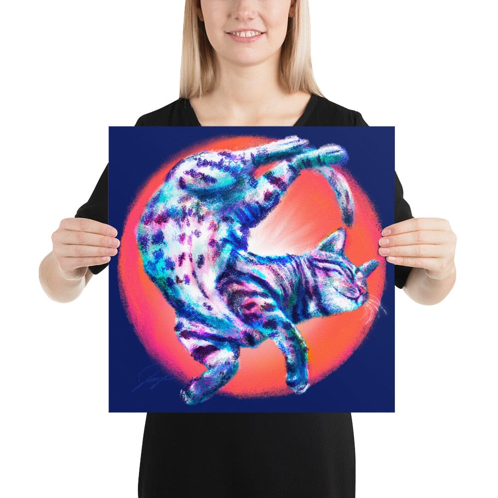 Feline Flows and Poses Collection - "Squiggle" - Painting of a Wiggly Cat [Unfoiled]
