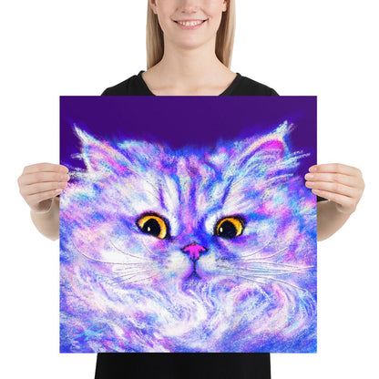 Close Encounters Collection - "Floof" - Close Up Painting of a Fluffy White Cat [Unfoiled]