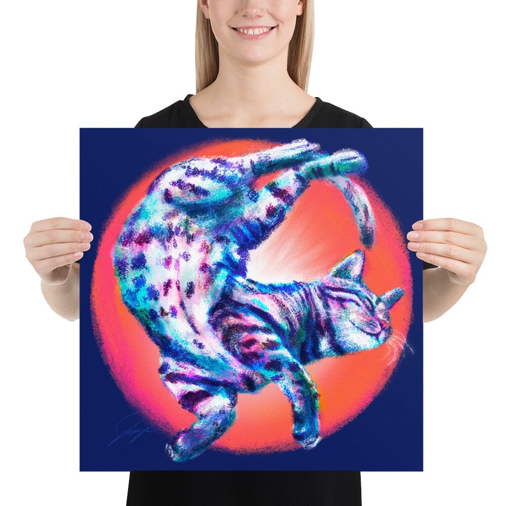 Feline Flows and Poses Collection - "Squiggle" - Painting of a Wiggly Cat [Unfoiled]