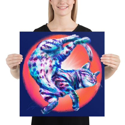 Feline Flows and Poses Collection - "Squiggle" - Painting of a Wiggly Cat [Unfoiled]