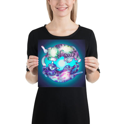 "Spiraling Cats": Painting of Two Cats Spinning Like a Spiral Galaxy [Unfoiled]