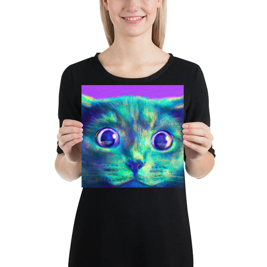 Close Encounters Collection - "Hunt" - Close Up Painting of a Gray Cat [Unfoiled]
