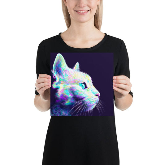 Close Encounters Collection - "Glow" - Close Up Painting of a Gray Cat [Unfoiled]
