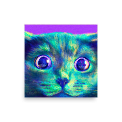 Close Encounters Collection - "Hunt" - Close Up Painting of a Gray Cat [Unfoiled]