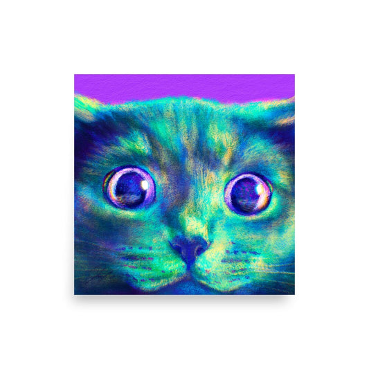 Close Encounters Collection - "Hunt" - Close Up Painting of a Gray Cat [Unfoiled]
