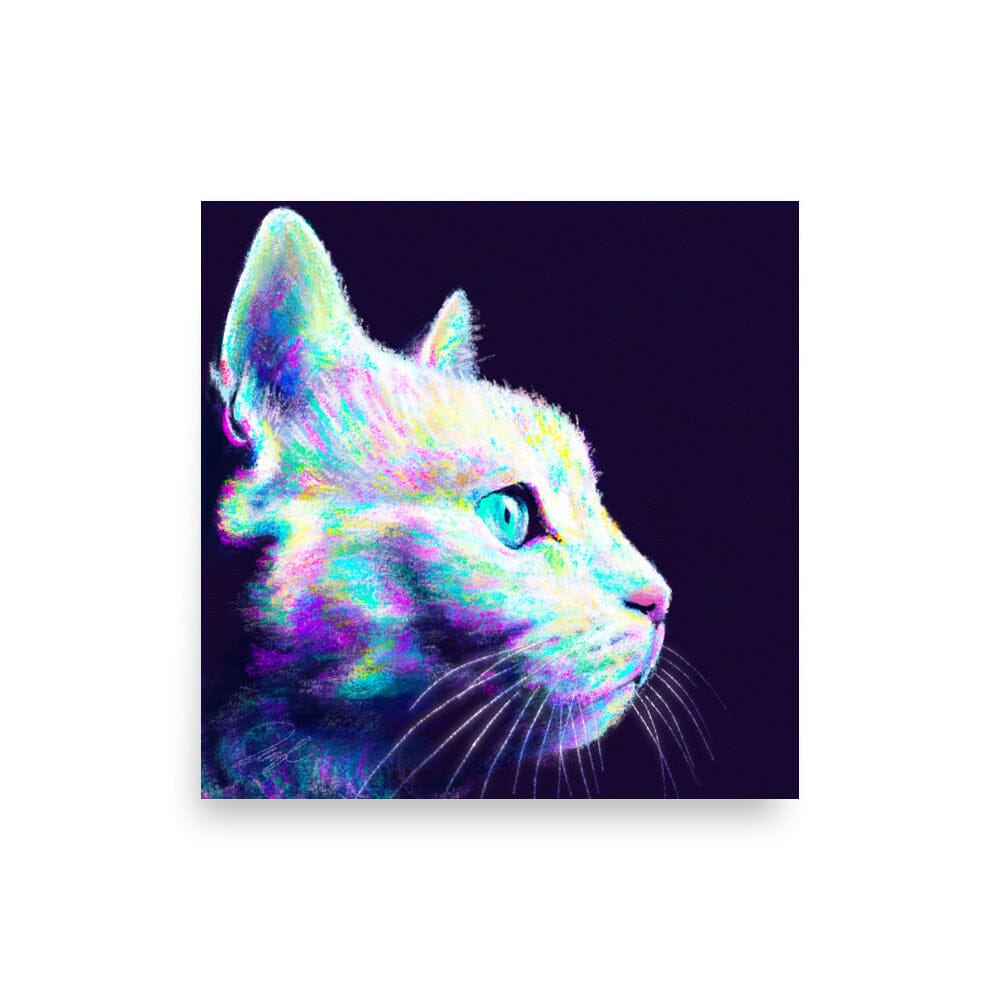 Close Encounters Collection - "Glow" - Close Up Painting of a Gray Cat [Unfoiled]
