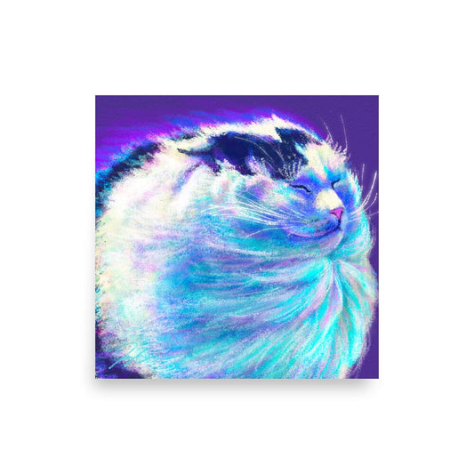 Close Encounters Collection - "Wimdy" - Close Up Painting of a Cat in the Wind [Unfoiled]