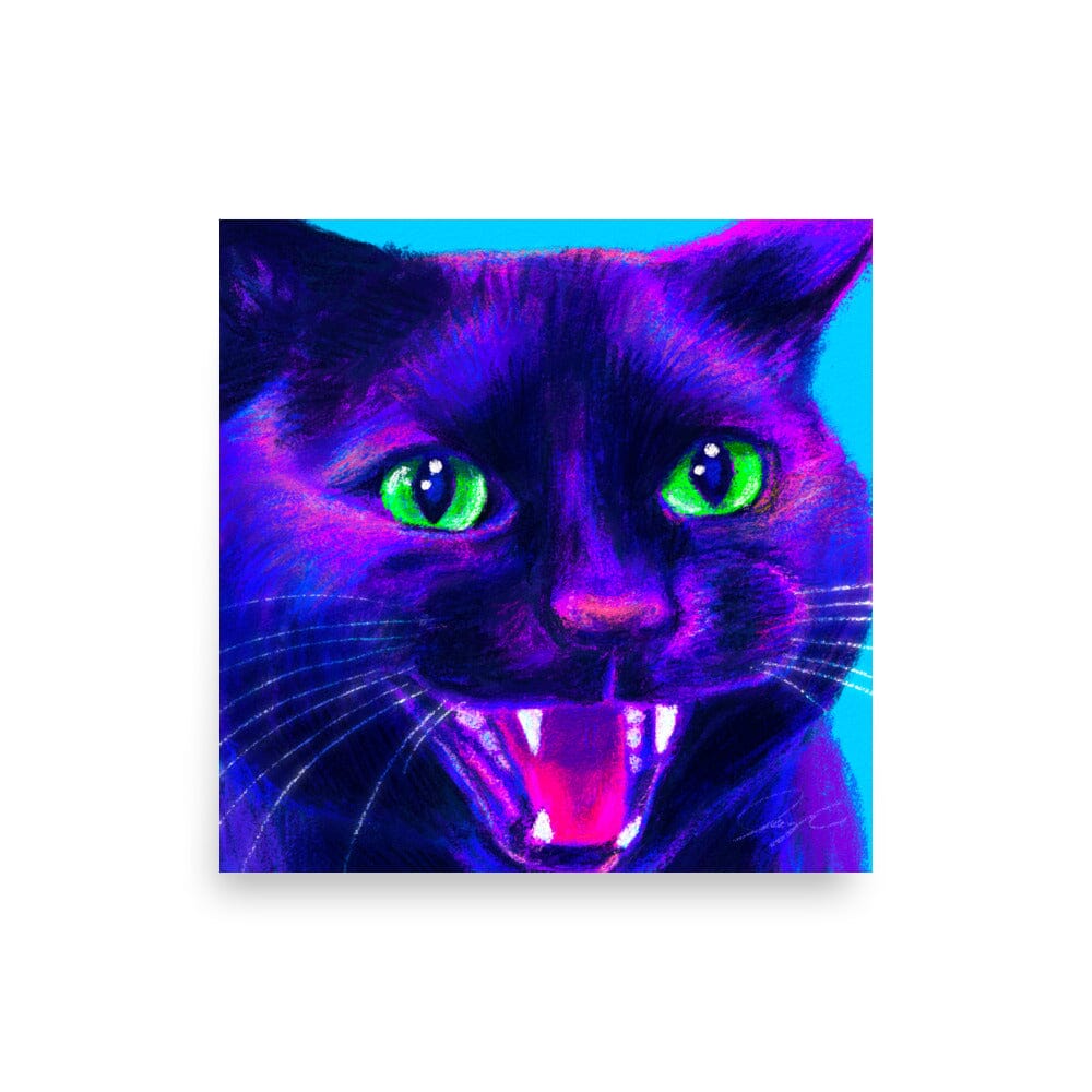 Close Encounters Collection - "Spicy" - Close Up Painting of a Spicy Black Cat [Unfoiled]