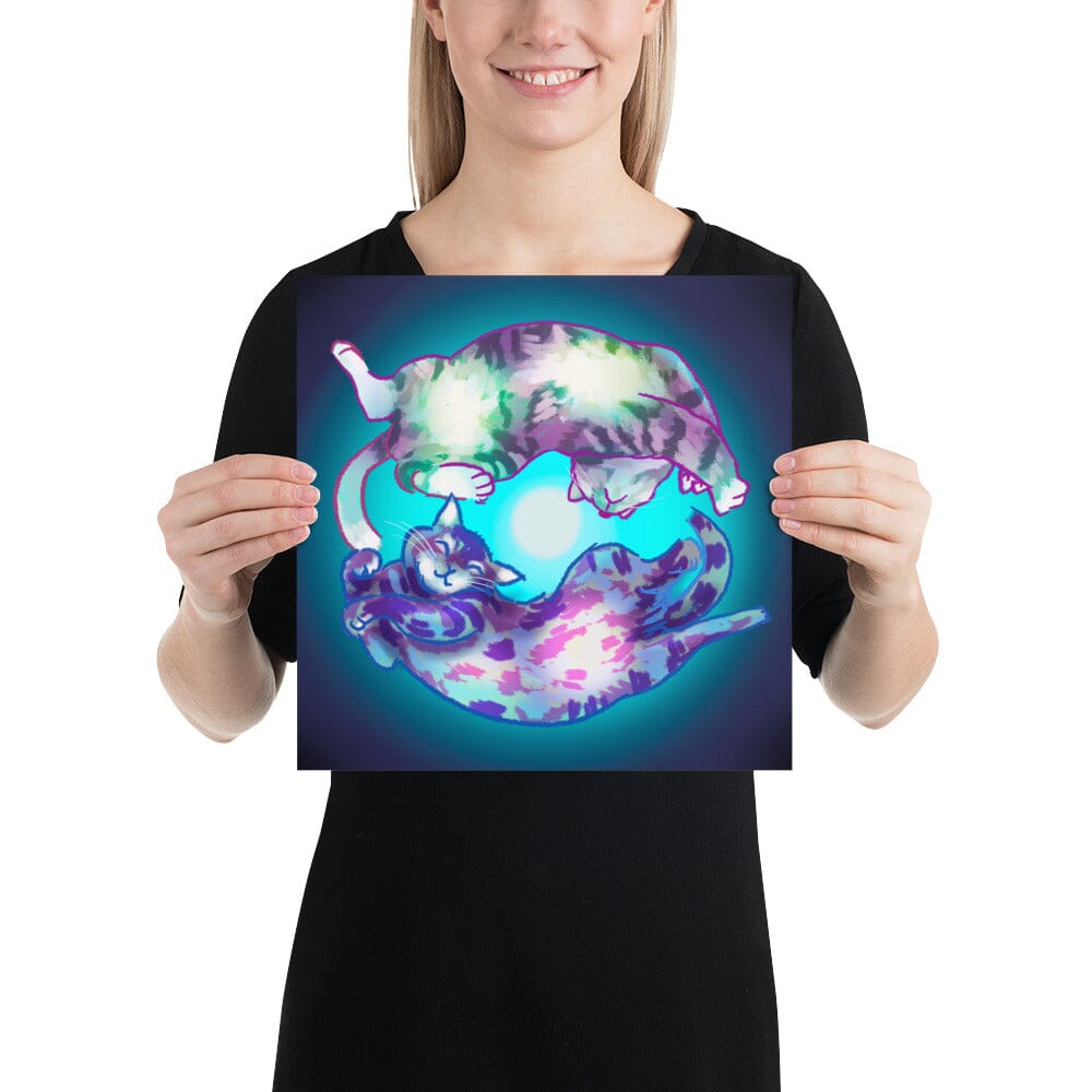 "Spiraling Cats": Painting of Two Cats Spinning Like a Spiral Galaxy [Unfoiled]