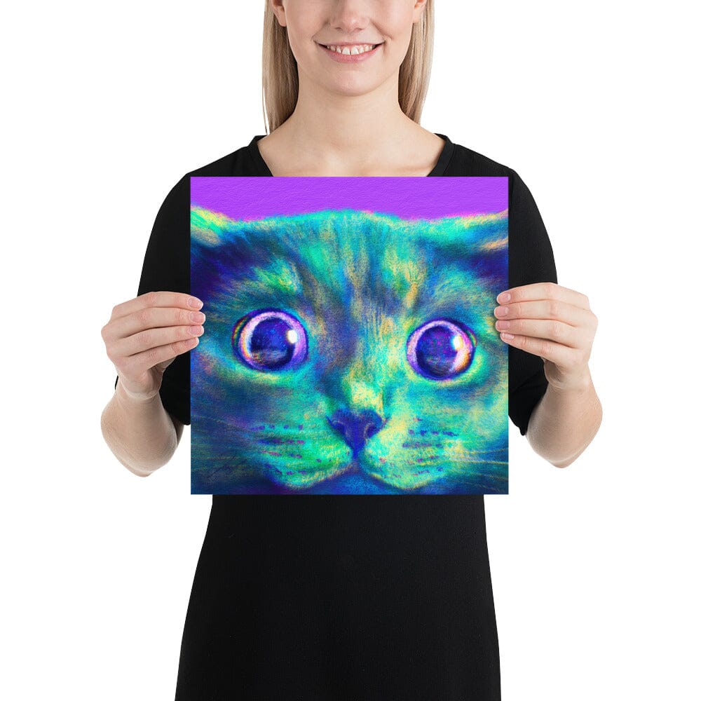 Close Encounters Collection - "Hunt" - Close Up Painting of a Gray Cat [Unfoiled]