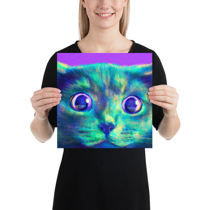 Close Encounters Collection - "Hunt" - Close Up Painting of a Gray Cat [Unfoiled]