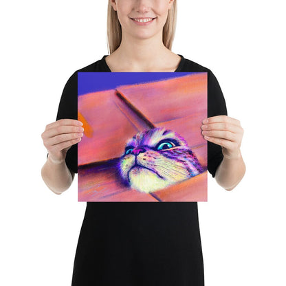 Close Encounters Collection - "If I Fits" - Close Up Painting of a Cat in a Box [Unfoiled]
